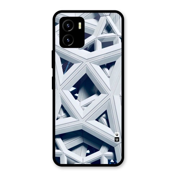 Abstract White Lines Glass Back Case for Vivo Y15s