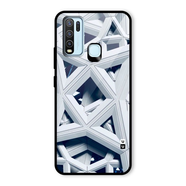 Abstract White Lines Glass Back Case for Vivo Y30