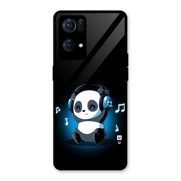 Adorable Panda Enjoying Music Glass Back Case for Oppo Reno7 Pro 5G