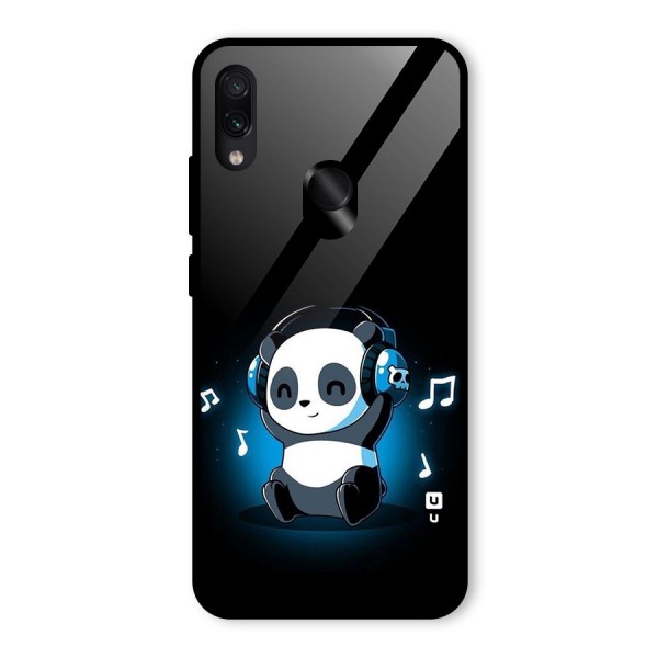 Adorable Panda Enjoying Music Glass Back Case for Redmi Note 7S