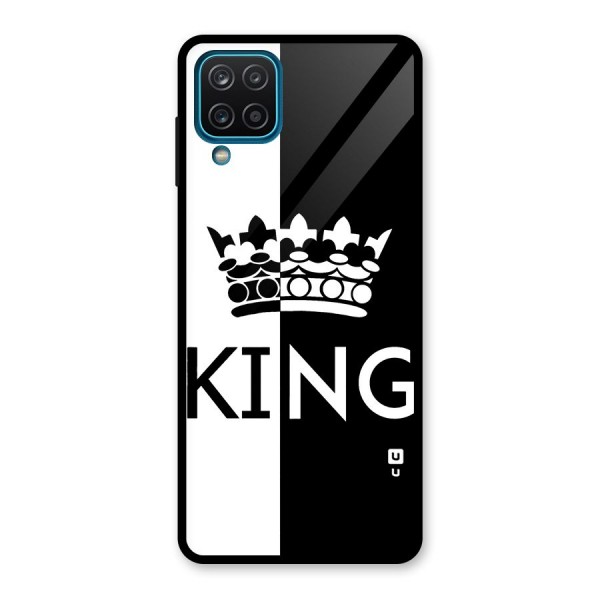 Aesthetic Crown King Glass Back Case for Galaxy A12