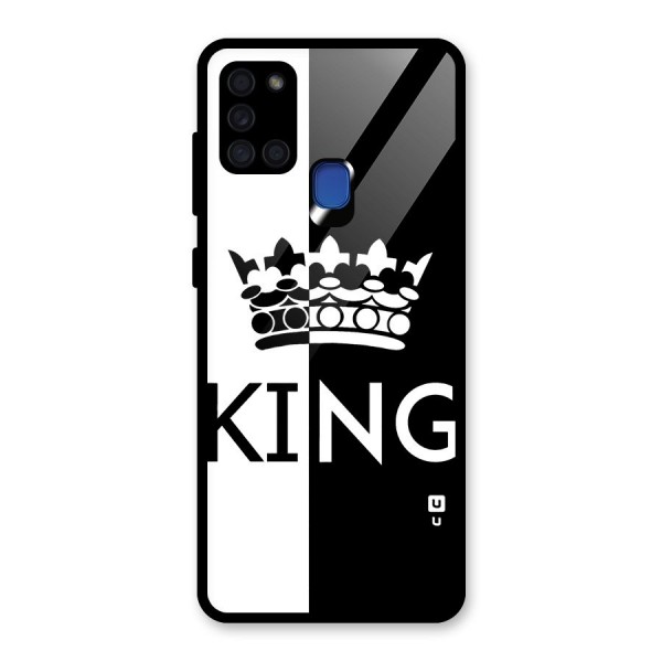 Aesthetic Crown King Glass Back Case for Galaxy A21s