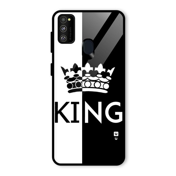 Aesthetic Crown King Glass Back Case for Galaxy M21