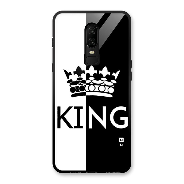 Aesthetic Crown King Glass Back Case for OnePlus 6