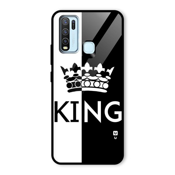 Aesthetic Crown King Glass Back Case for Vivo Y30