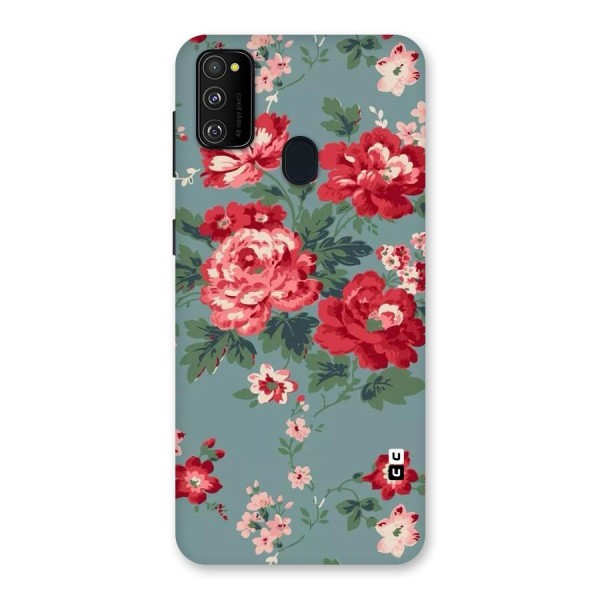 Aesthetic Floral Red Back Case for Galaxy M21