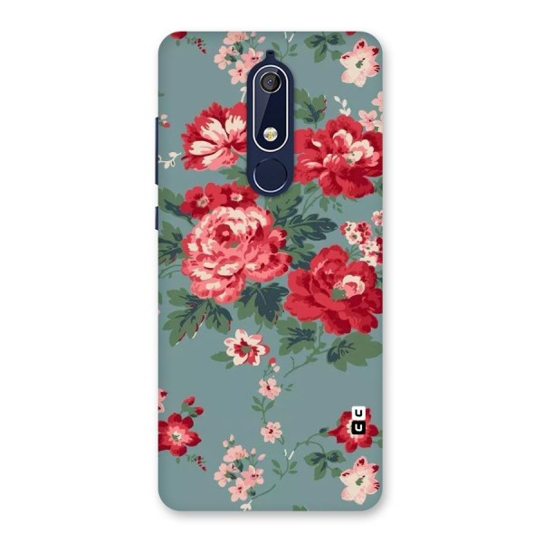 Aesthetic Floral Red Back Case for Nokia 5.1