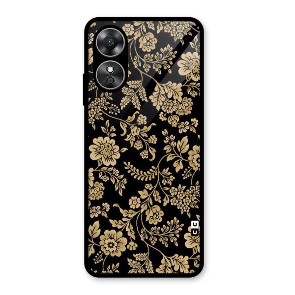 Aesthetic Golden Design Glass Back Case for Oppo A17