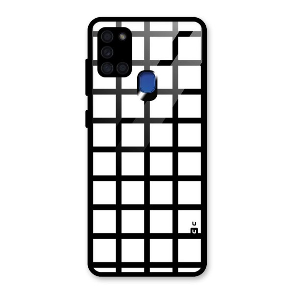 Aesthetic Grid Lines Glass Back Case for Galaxy A21s