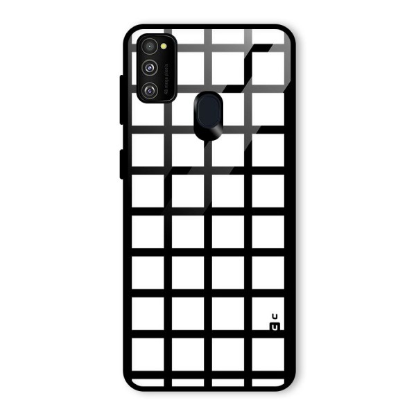 Aesthetic Grid Lines Glass Back Case for Galaxy M21