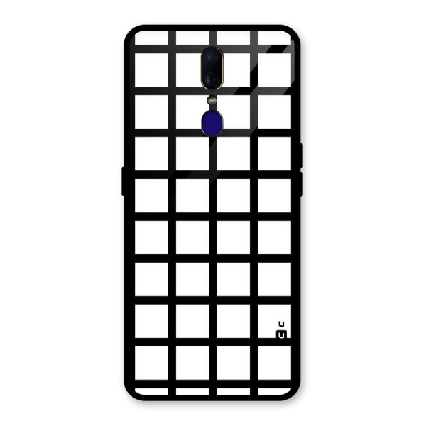 Aesthetic Grid Lines Glass Back Case for Oppo F11