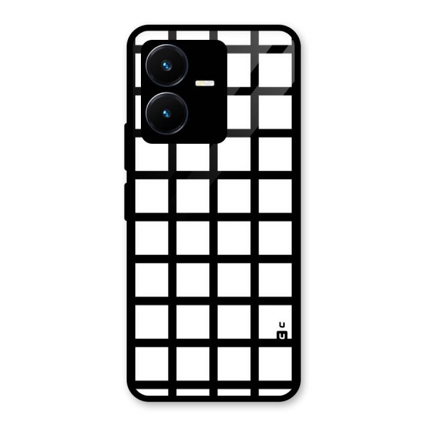 Aesthetic Grid Lines Glass Back Case for Vivo Y22