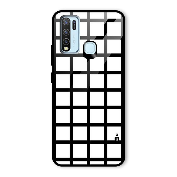 Aesthetic Grid Lines Glass Back Case for Vivo Y30