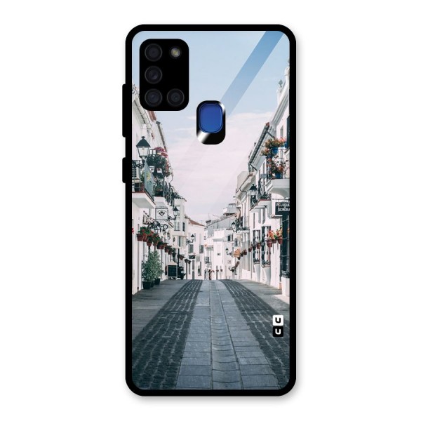 Aesthetic Street Glass Back Case for Galaxy A21s