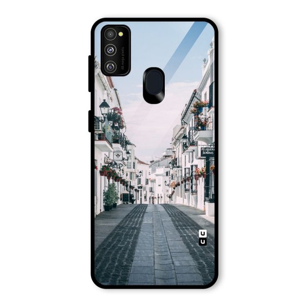 Aesthetic Street Glass Back Case for Galaxy M21