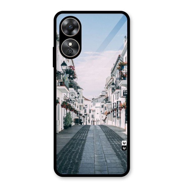 Aesthetic Street Glass Back Case for Oppo A17