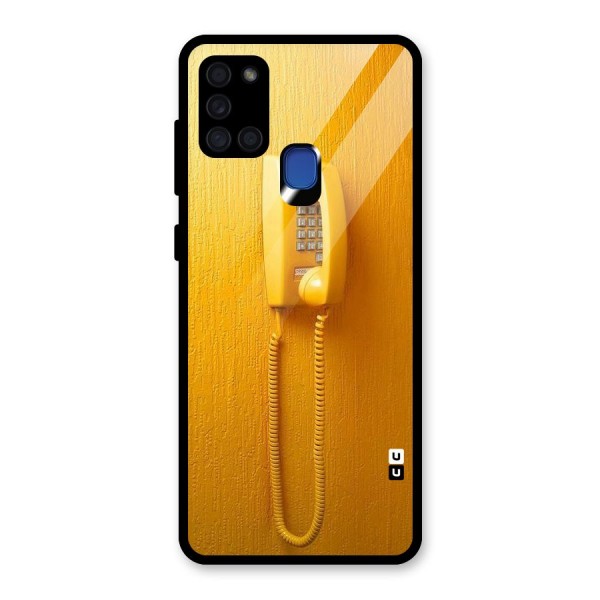 Aesthetic Yellow Telephone Glass Back Case for Galaxy A21s