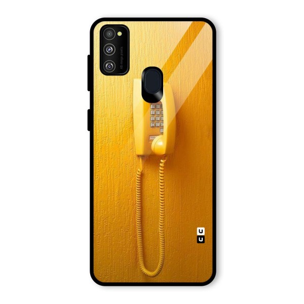 Aesthetic Yellow Telephone Glass Back Case for Galaxy M21