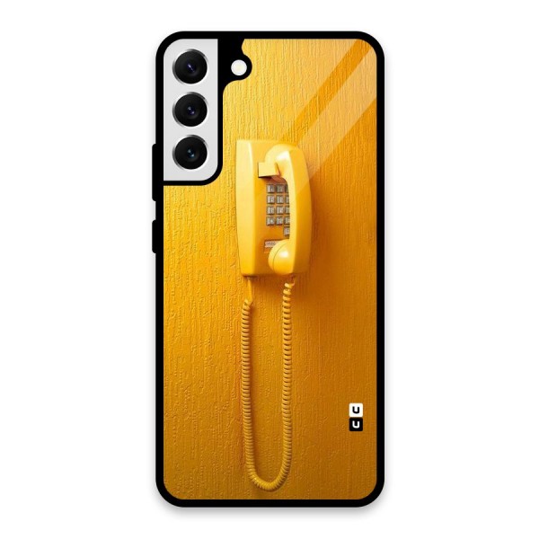 Aesthetic Yellow Telephone Glass Back Case for Galaxy S22 Plus 5G