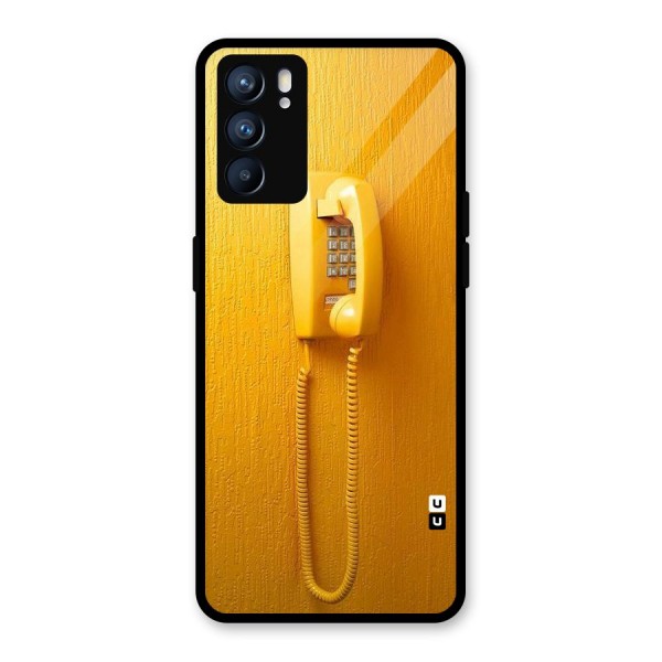 Aesthetic Yellow Telephone Glass Back Case for Oppo Reno6 5G