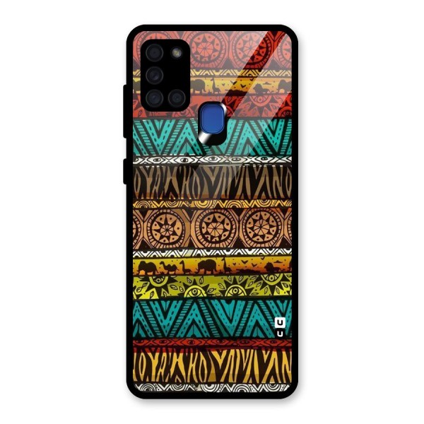 African Design Pattern Glass Back Case for Galaxy A21s