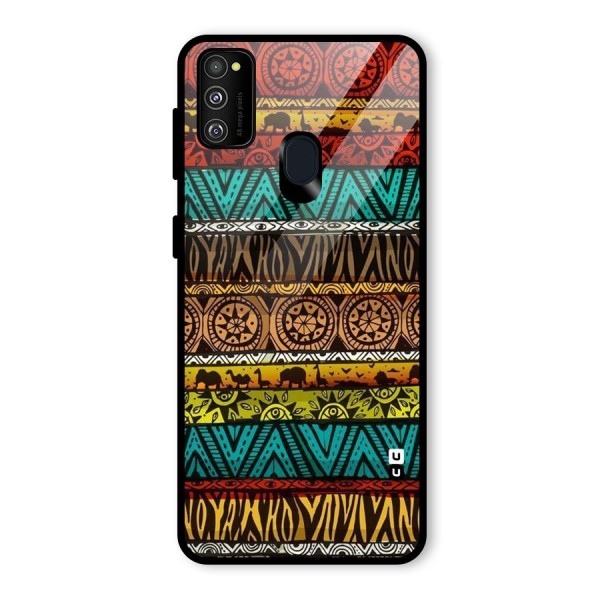 African Design Pattern Glass Back Case for Galaxy M21