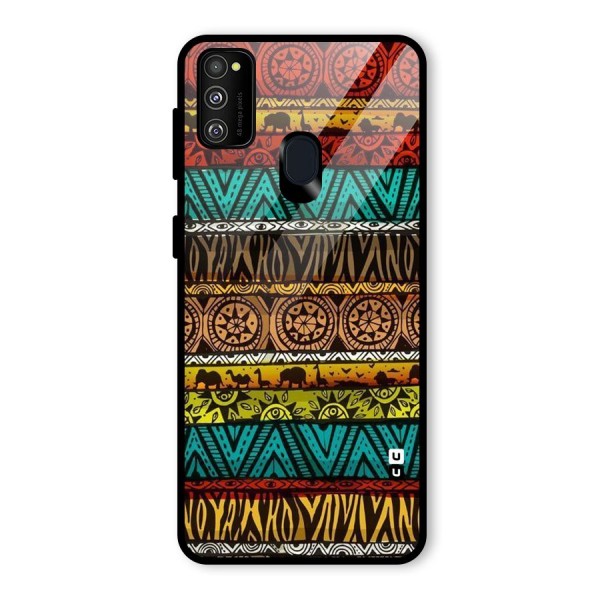 African Design Pattern Glass Back Case for Galaxy M30s