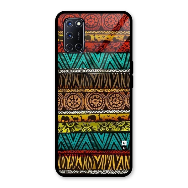 African Design Pattern Glass Back Case for Oppo A52