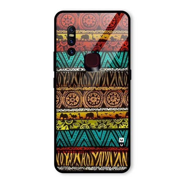 African Design Pattern Glass Back Case for Vivo V15