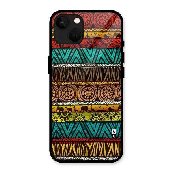 African Design Pattern Glass Back Case for iPhone 13