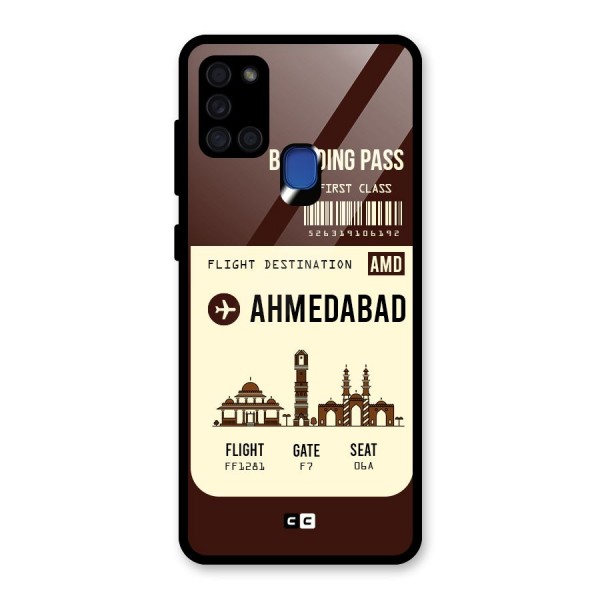 Ahmedabad Boarding Pass Glass Back Case for Galaxy A21s