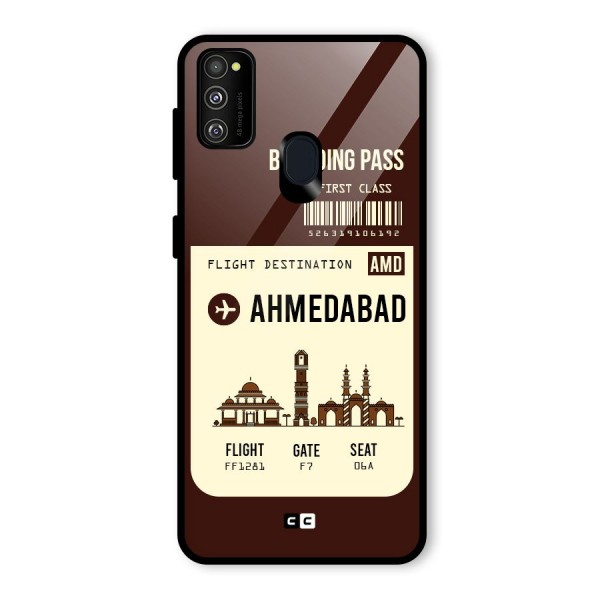 Ahmedabad Boarding Pass Glass Back Case for Galaxy M21