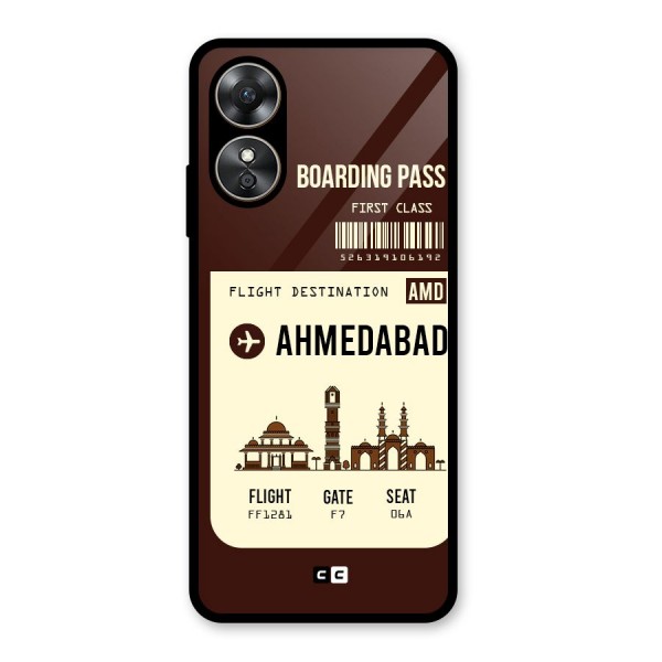 Ahmedabad Boarding Pass Glass Back Case for Oppo A17