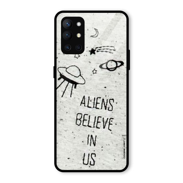 Aliens Believe In Us Glass Back Case for OnePlus 9R