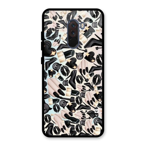 All Black Love Glass Back Case for Poco F1