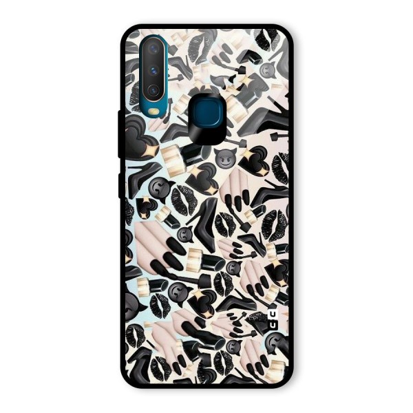 All Black Love Glass Back Case for Vivo Y15