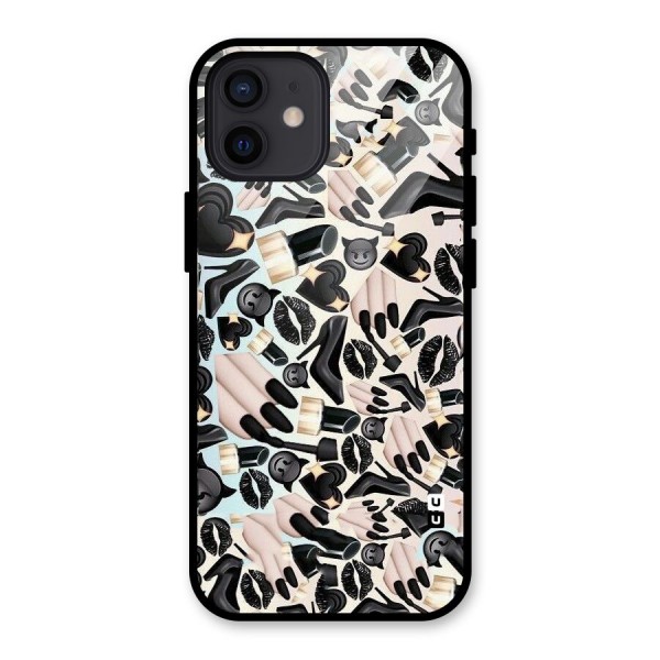 All Black Love Glass Back Case for iPhone 12