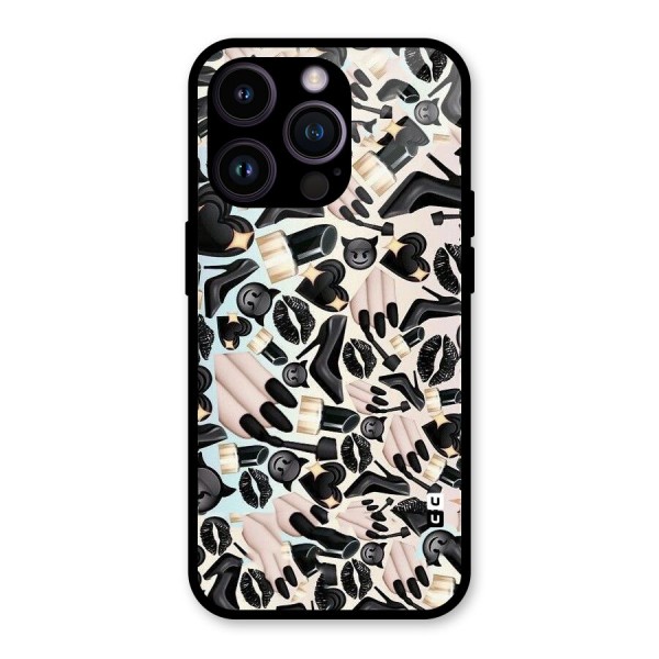 All Black Love Glass Back Case for iPhone 14 Pro