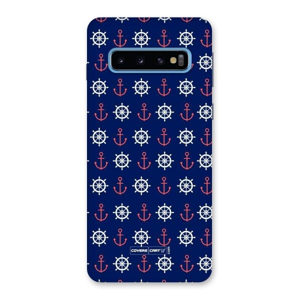 Anchor Pattern Blue Back Case for Galaxy S10