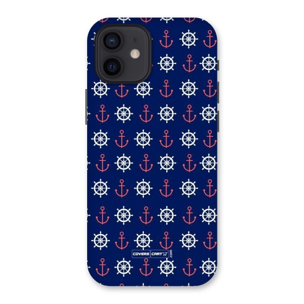 Anchor Pattern Blue Back Case for iPhone 12