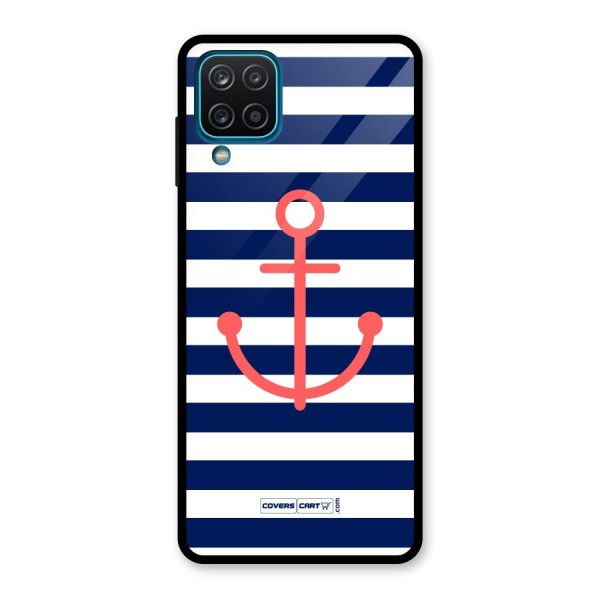 Anchor Stripes Glass Back Case for Galaxy A12