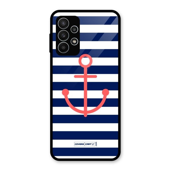 Anchor Stripes Glass Back Case for Galaxy A23