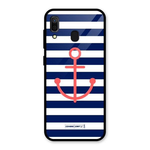 Anchor Stripes Glass Back Case for Galaxy A30