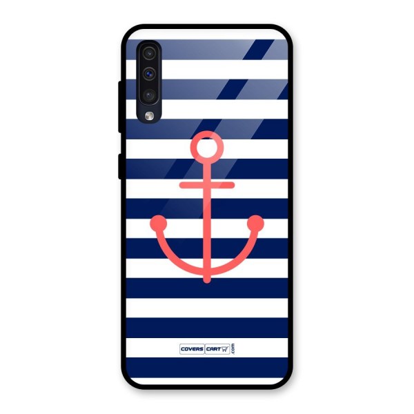 Anchor Stripes Glass Back Case for Galaxy A50s