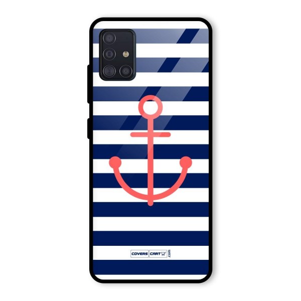 Anchor Stripes Glass Back Case for Galaxy A51