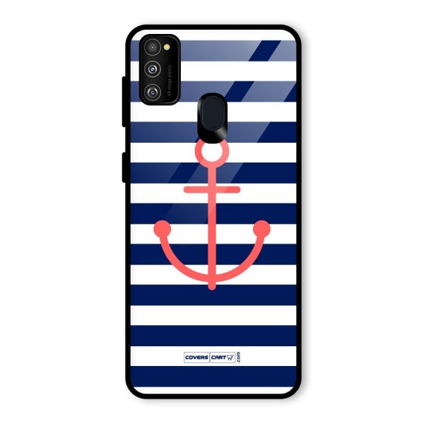 Anchor Stripes Glass Back Case for Galaxy M21