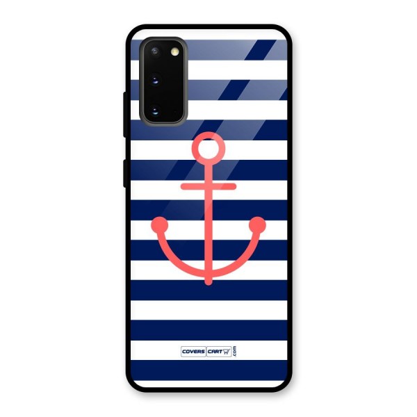 Anchor Stripes Glass Back Case for Galaxy S20