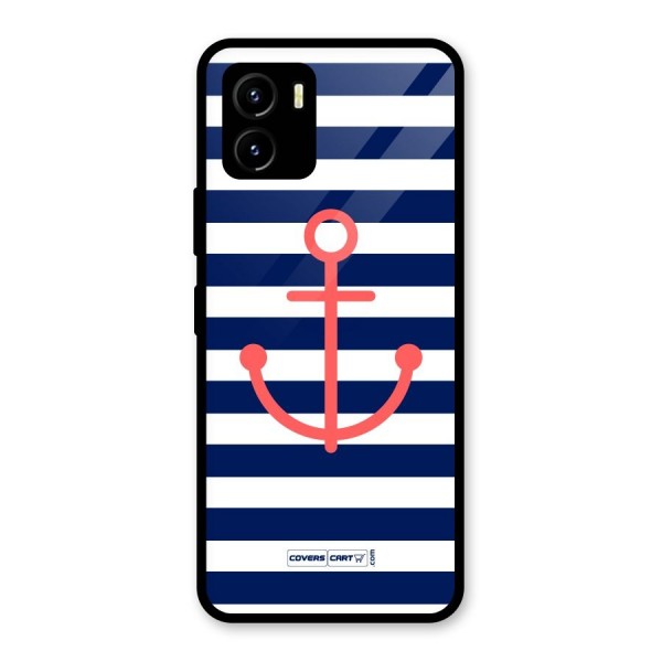 Anchor Stripes Glass Back Case for Vivo Y15s