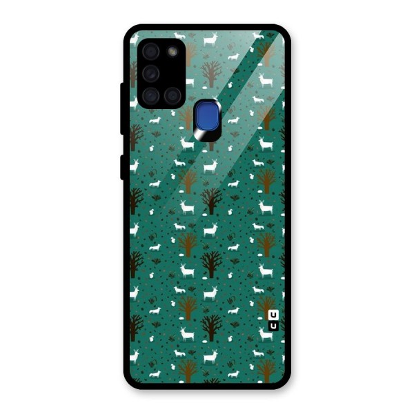 Animal Grass Pattern Glass Back Case for Galaxy A21s