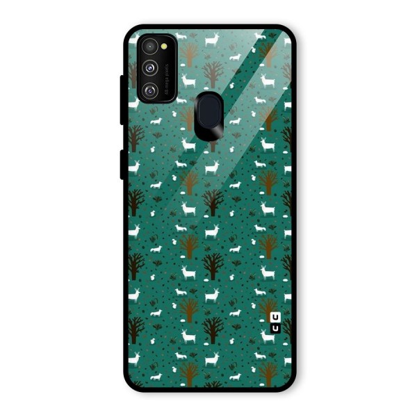 Animal Grass Pattern Glass Back Case for Galaxy M21